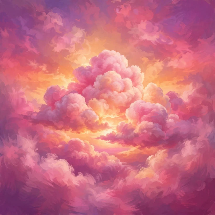 Pink pfp aesthetic: cotton candy clouds at sunset