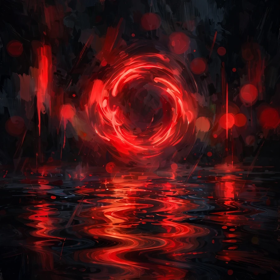 Red pfp aesthetic: red neon glow on rainy street