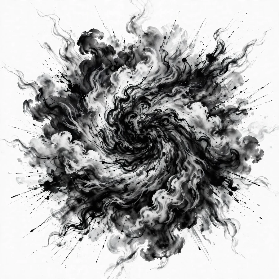 Black and white pfp aesthetic: monochrome ink clouds