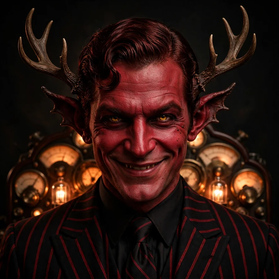 Dark Alastor pfps: original grin before glowing radio dials