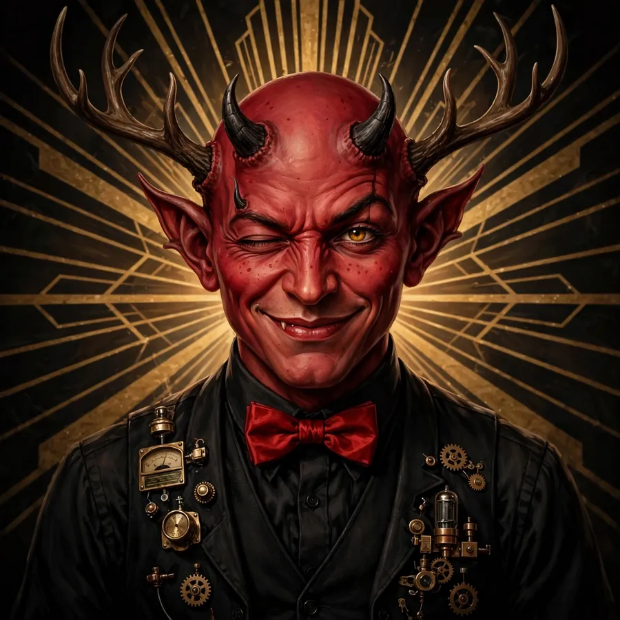 Funny Alastor pfp: original winking grin with small horns