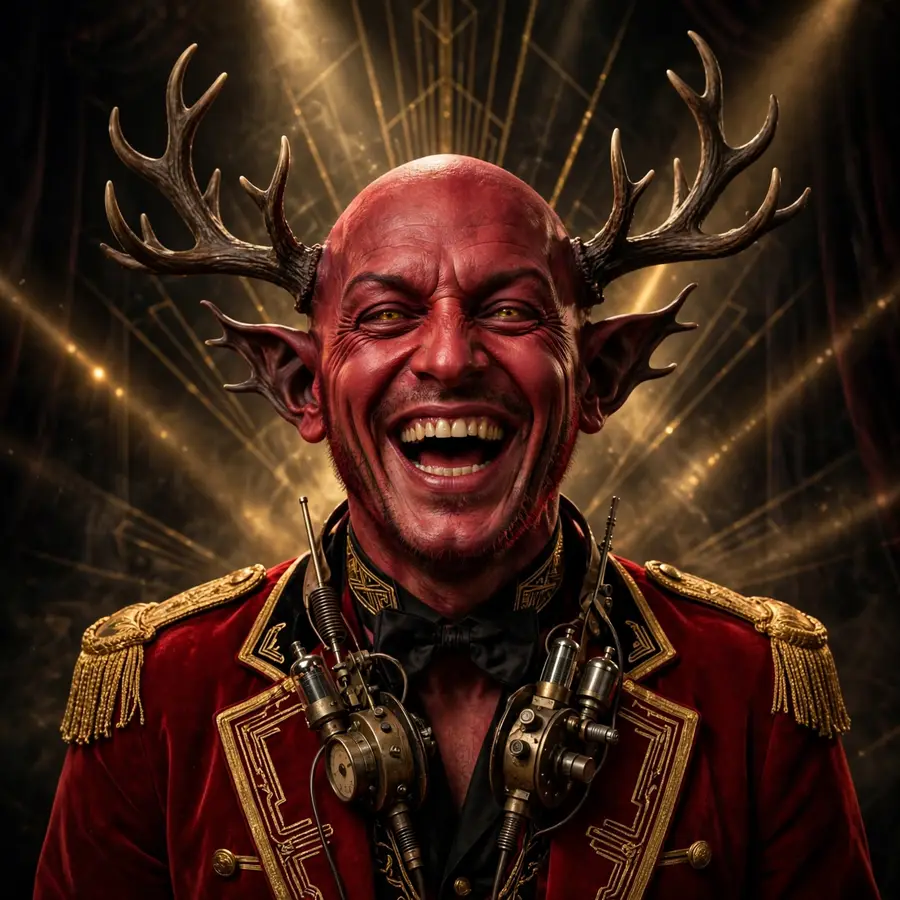 Alastor funny pfp: original ringmaster red jacket laugh