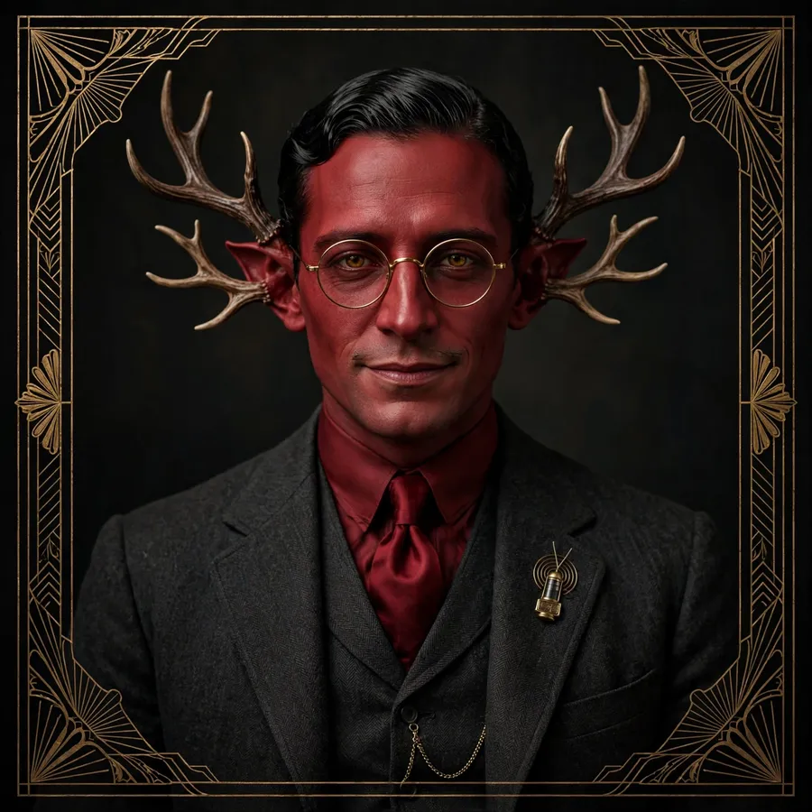 Alastor showman pfps: original framed art deco portrait with glasses