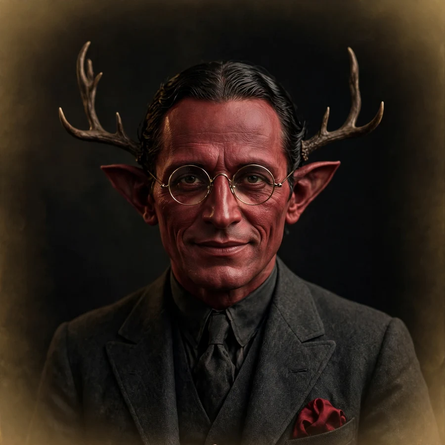 Showman Alastor pfps: original gentle smile in a grey suit