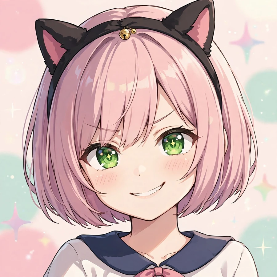 Cute anime pfp: original anime girl with cat ears and playful expression