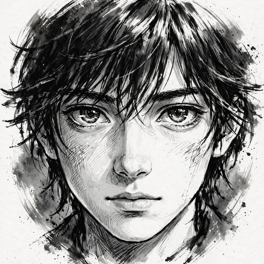 Manga pfp: original close-up manga portrait with detailed eyes