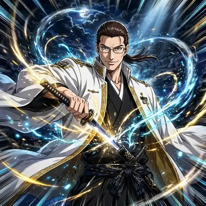 Aizen pfp: original Aizen drawing Kyoka Suigetsu sword, dynamic pose