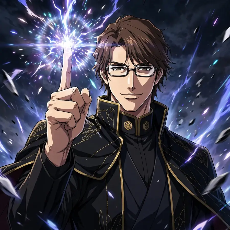 Aizen pp: original Aizen blocking an attack with one finger, calm smirk