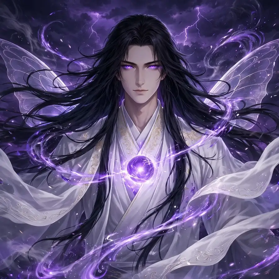 Aizen pfps: original white-robed ascended form, purple energy swirling