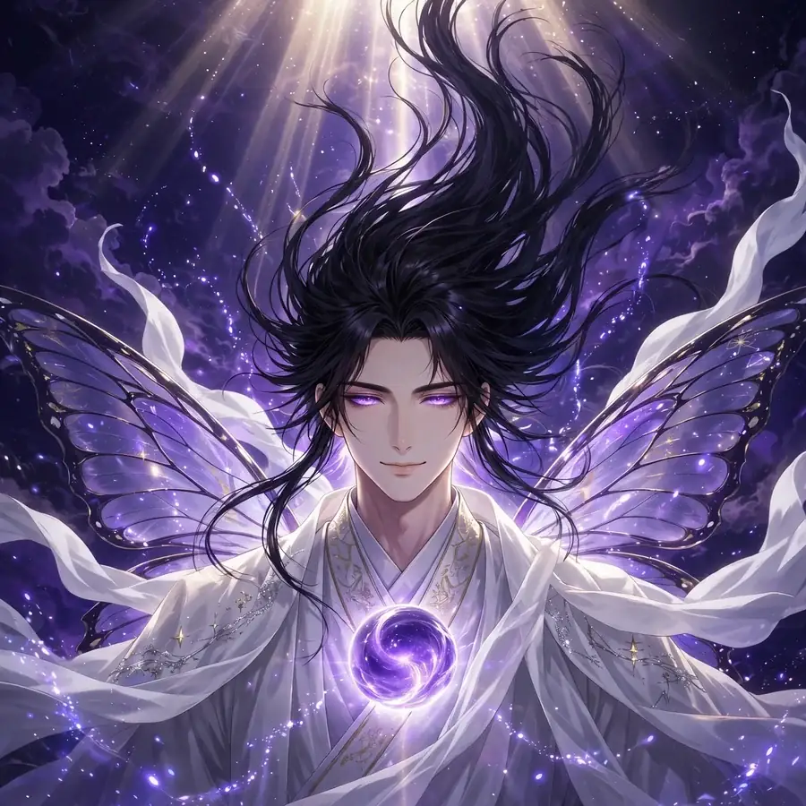 God aizen pfp: original ascending pose, light rays, transcendent expression