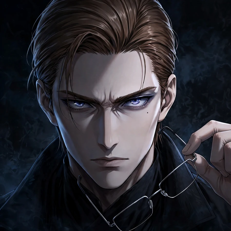 Iconic aizen pfp: original dramatic glasses-removal moment, sharp eyes