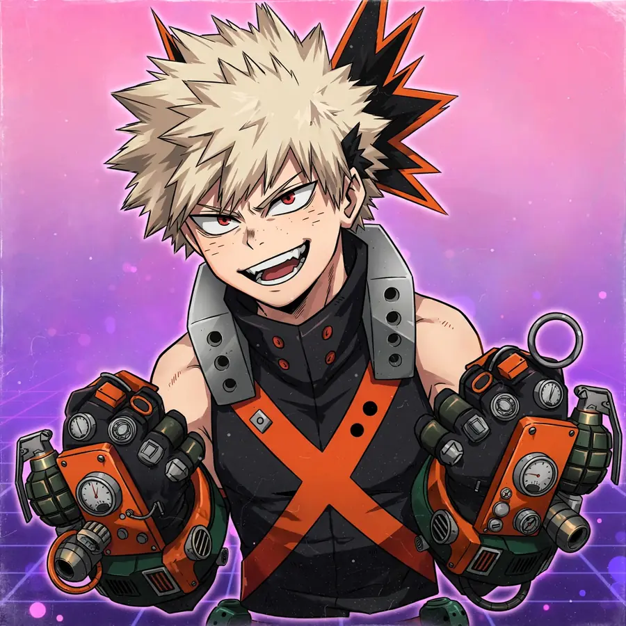 Aesthetic Bakugo pfps: original vaporwave