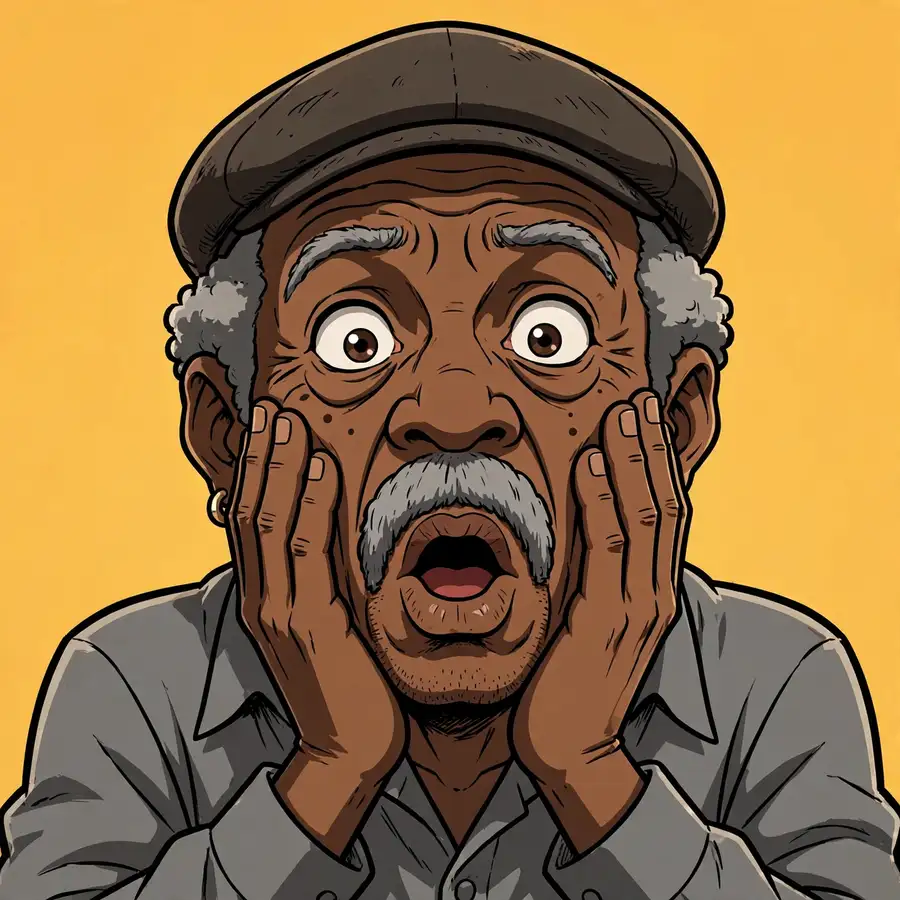 Robert Freeman pfp: original elderly cartoon man with shocked surprised comedic expression