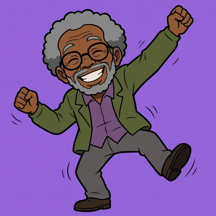 Boondocks pfps: original elderly cartoon man with glasses doing a funny joyful dance