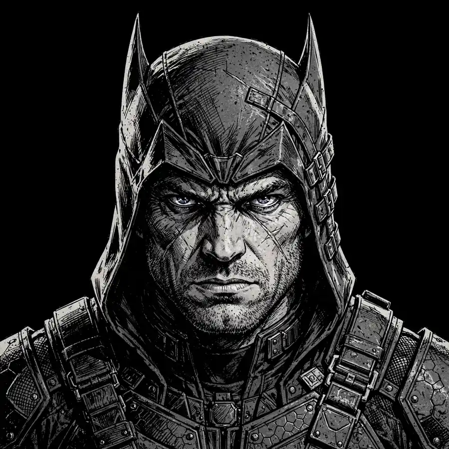 Dark Batman pfps: original monochrome stone-textured portrait