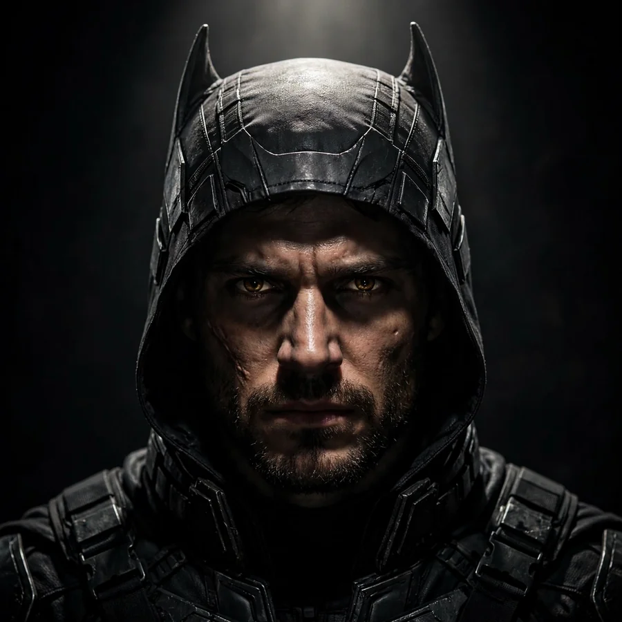 Dark Batman pfps: original scarred gritty close-up portrait