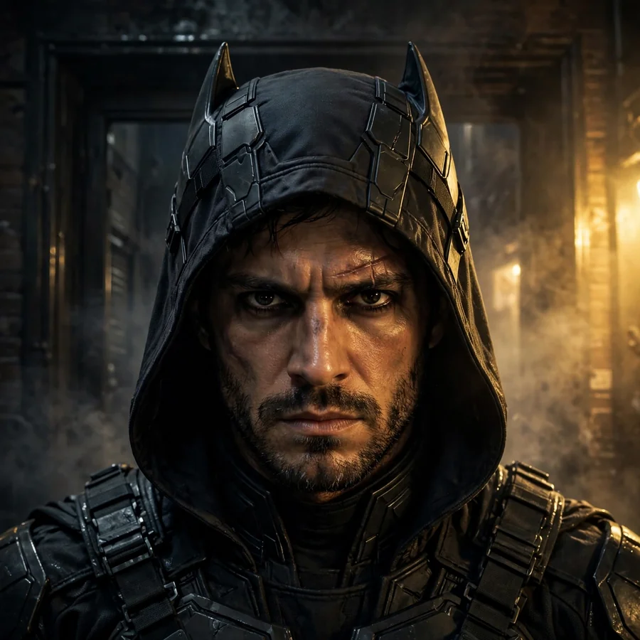 Batman pfp fire: original golden street light portrait