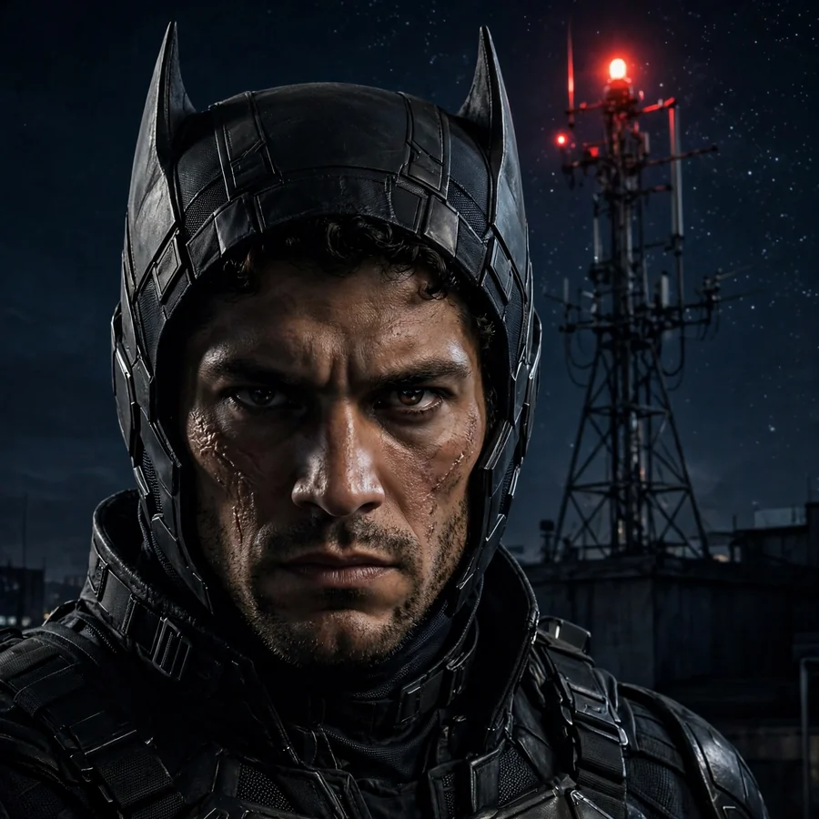 Batman night watch pfp: original industrial tower night portrait