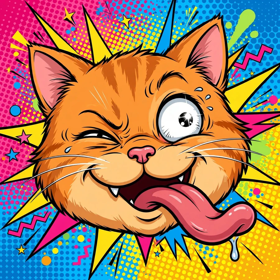 Funny cat pfps: cat making a derpy face with tongue sticking out sideways