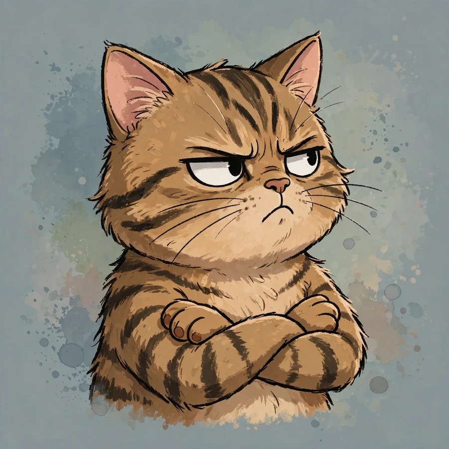 Funny cat pfps: grumpy tabby with furrowed brow and unimpressed side-eye