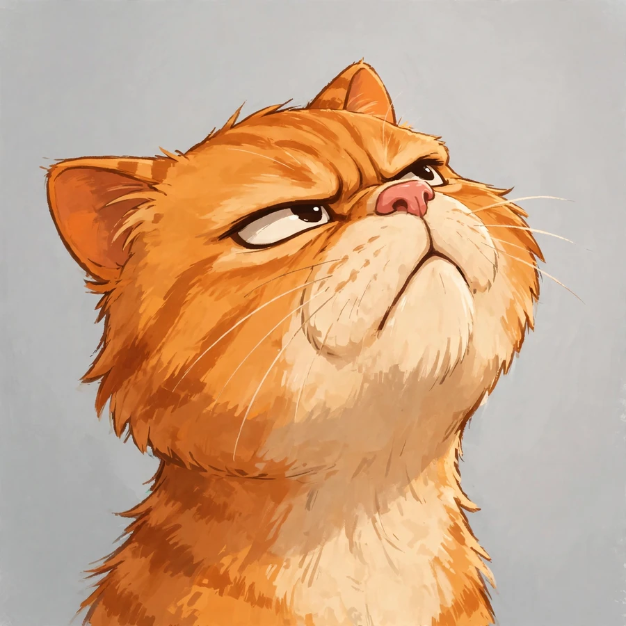 Grumpy cat pfp: orange cat refusing to look at the camera with nose in the air