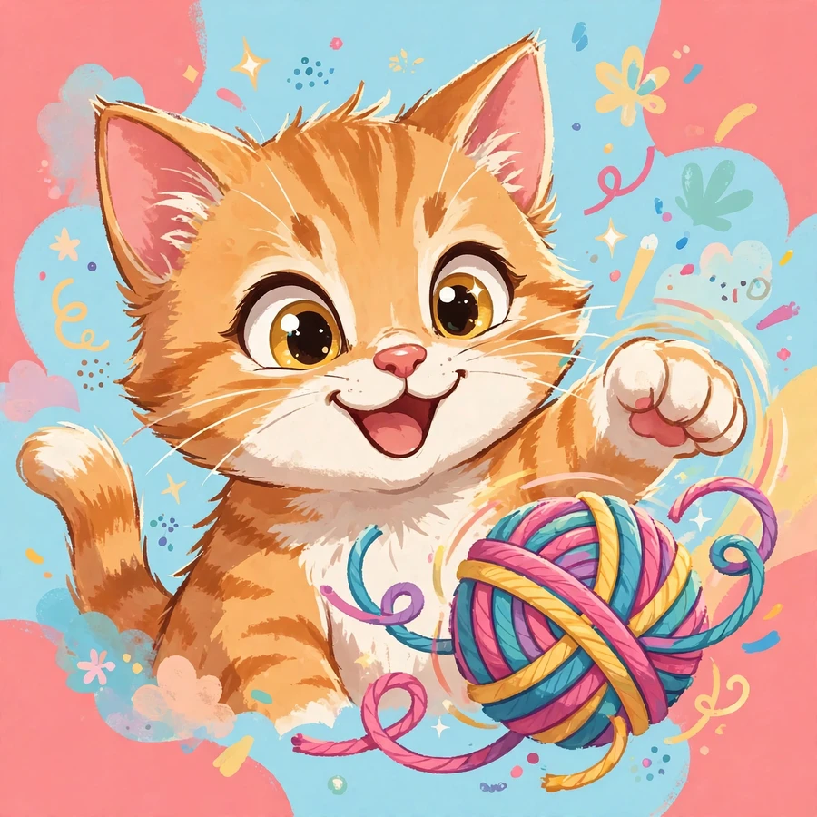 Cute cat pfp: playful kitten batting a ball of yarn