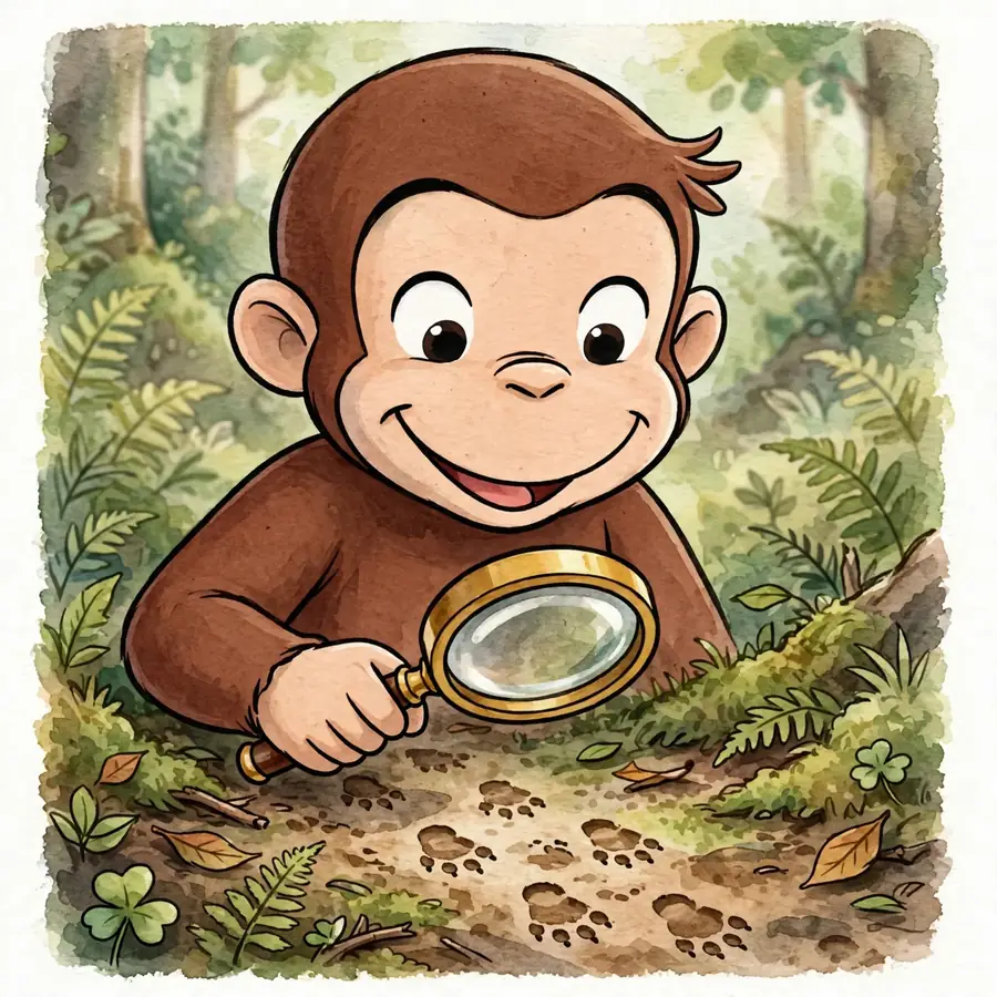 Curious George adventure pfps: original magnifying glass