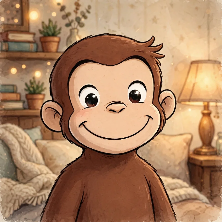 Aesthetic Curious George pfps: original lo-fi room