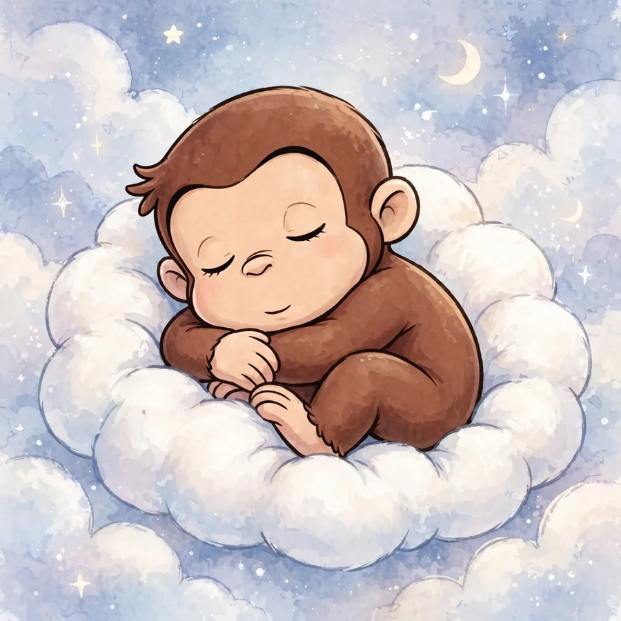 Chibi Curious George pfps: original tiny cloud nap