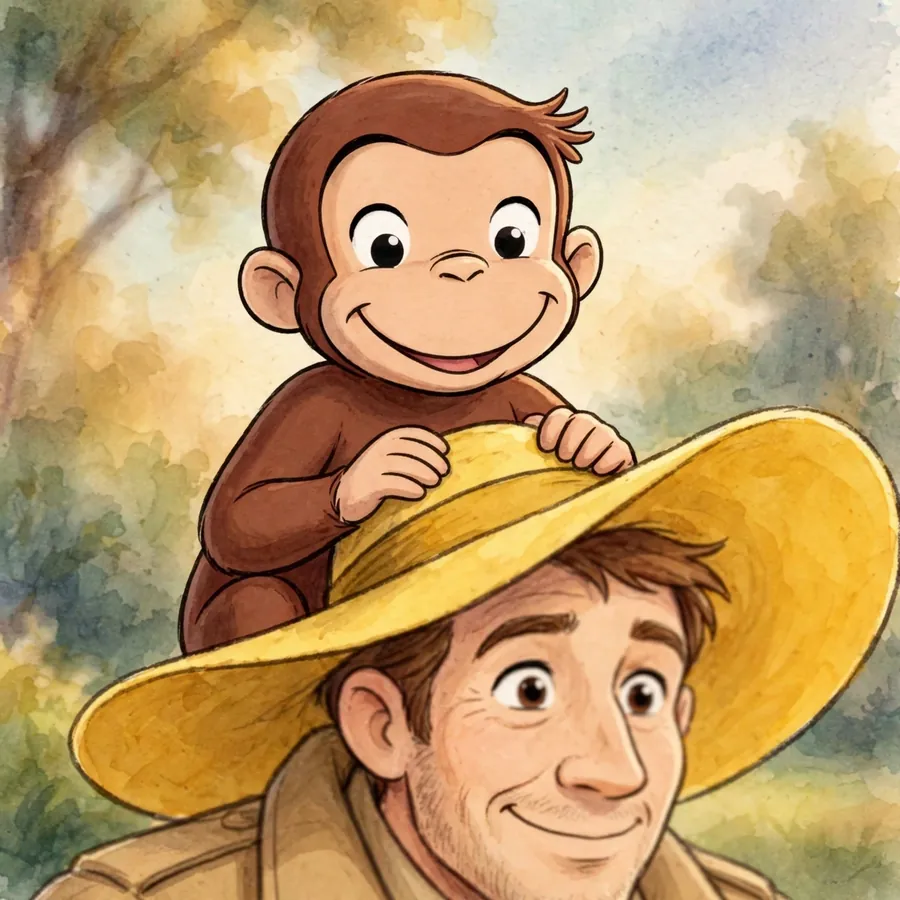 Curious George friends pfp: original shoulder ride