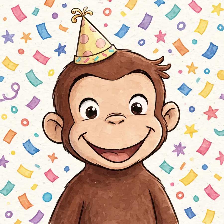 Curious George pfp funny: original party hat