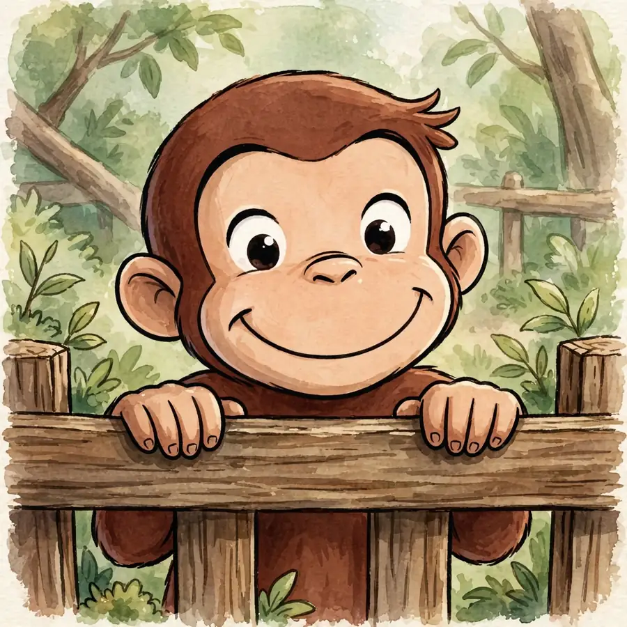 Curious George zoo pfp: original fence peek