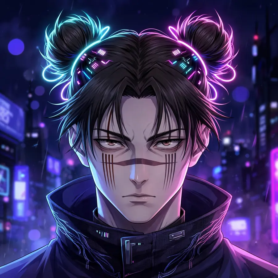 Choso aesthetic pfp: original Jujutsu Kaisen character in soft neon glow
