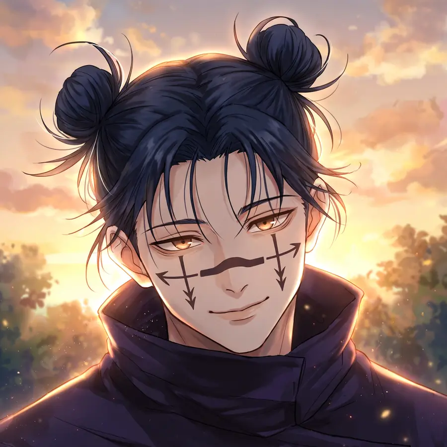 Choso brother pfp: original Death Painting with warm backlighting