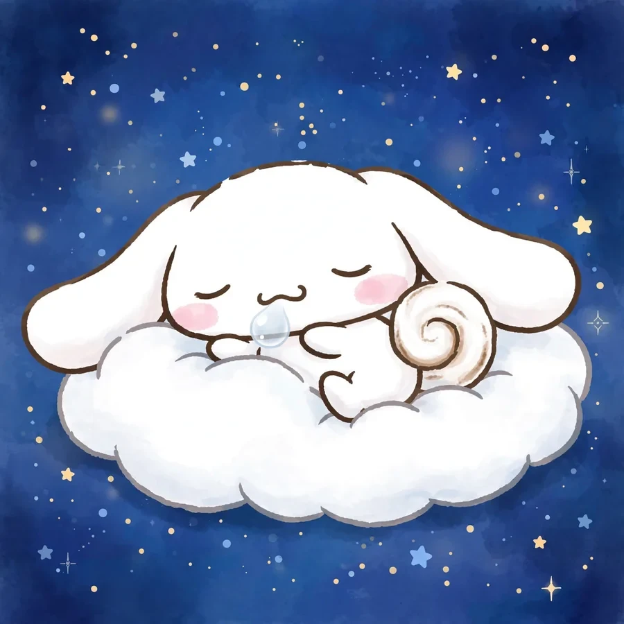 Cinnamoroll pfp cute: original puppy sleeping on a fluffy cloud pillow