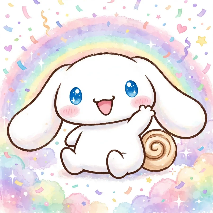 Cute cinnamoroll pfps: original puppy waving hello with a big happy smile