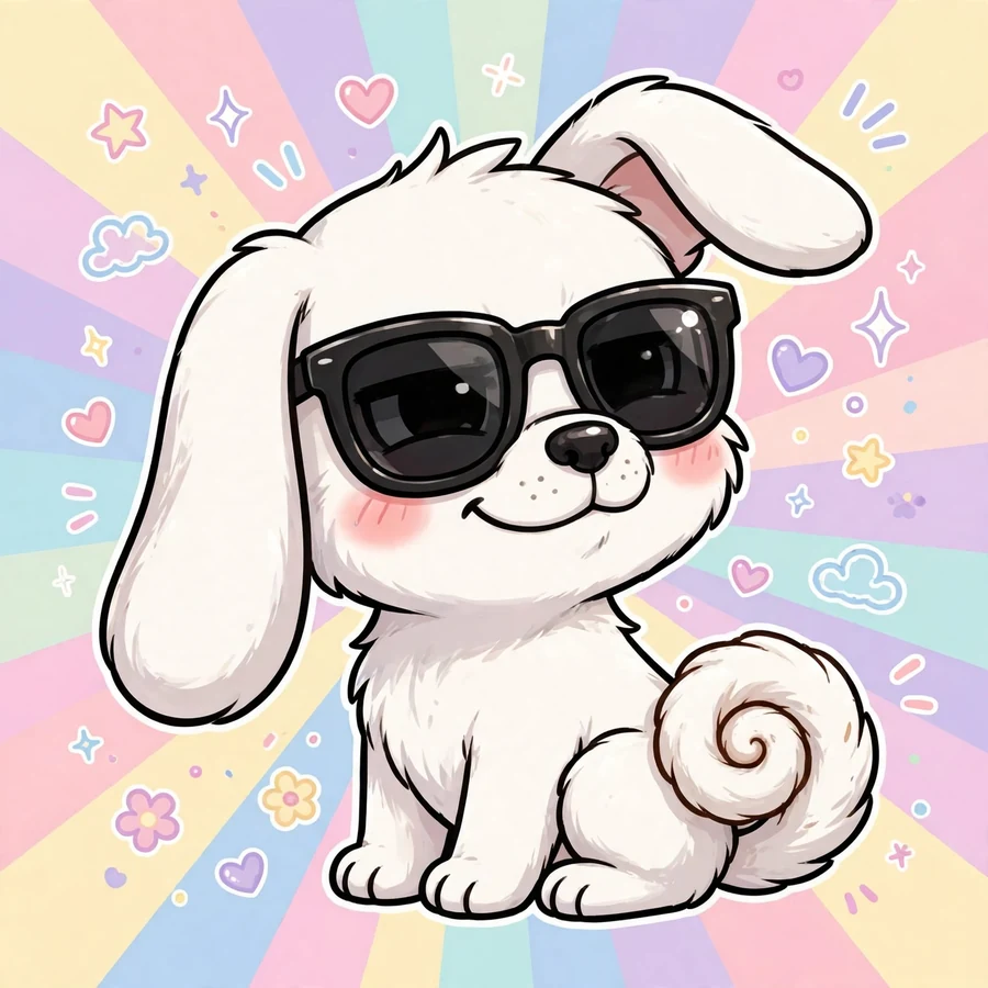 Funny cinnamoroll pfps: original smug puppy wearing oversized sunglasses
