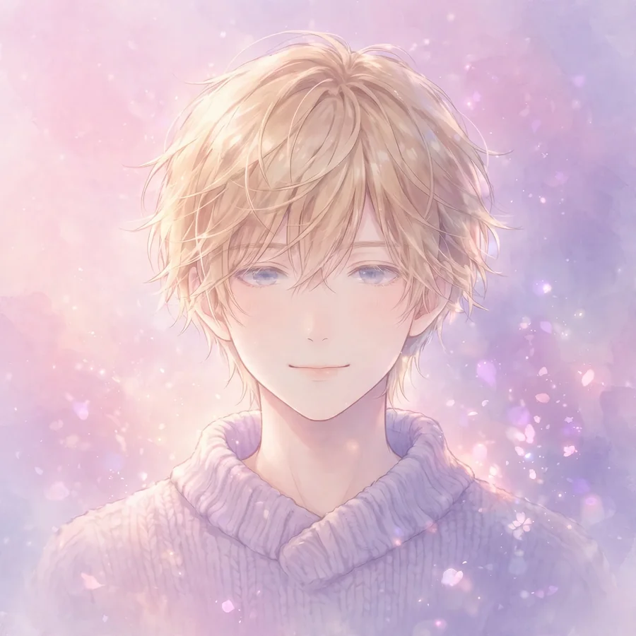 Aesthetic denji pfp: original Denji portrait in pastel pink and lavender glow