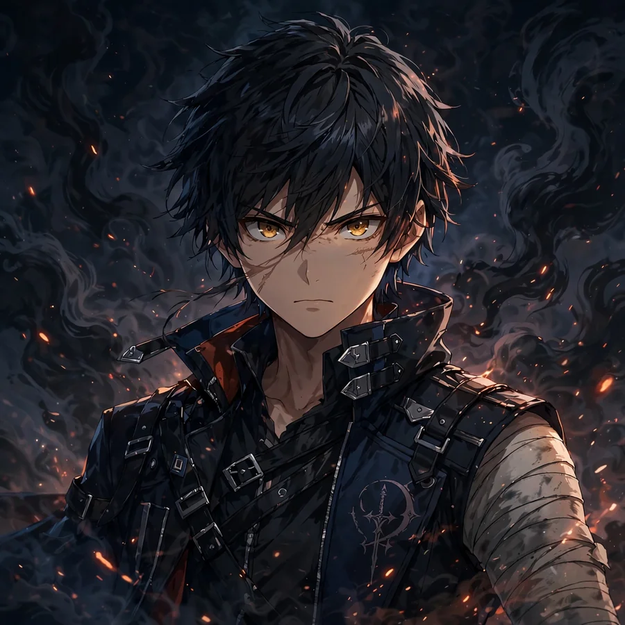 Dark denji pfp: original battle-worn Denji bandaged in a smoky battlefield