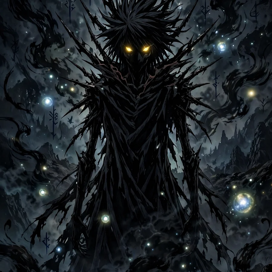 Ryuk pfp: original shinigami spiky silhouette in shadows