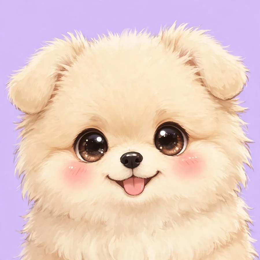 Cute dog pfp: original fluffy pomeranian puppy with tongue out