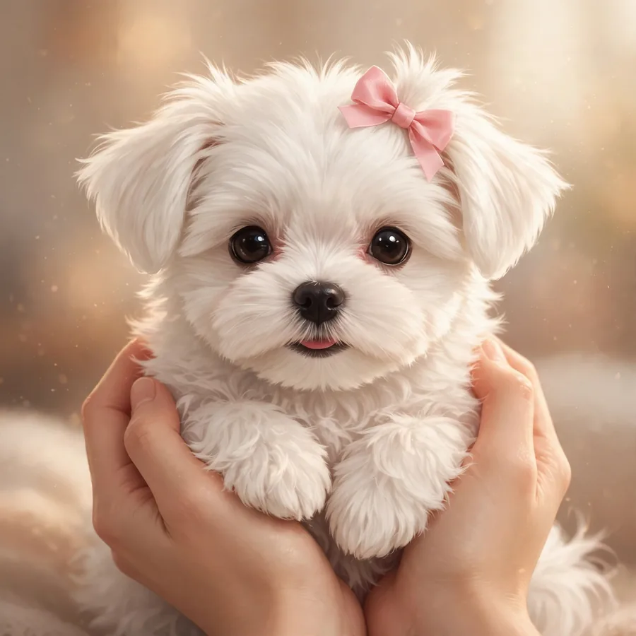 Puppy pfp: original fluffy tiny maltese puppy held in hands