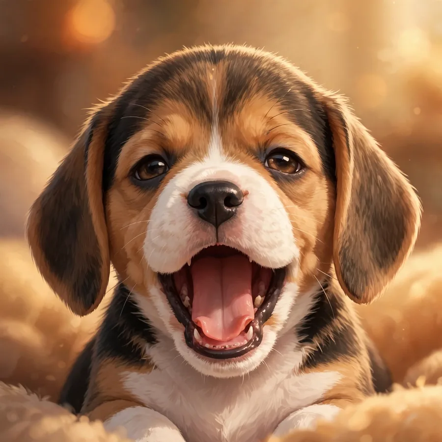 Puppy pfp: original sweet tiny beagle puppy mid-yawn