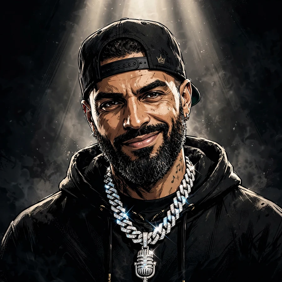 Cool drake pfp: original stylized rapper with iced-out chain and confident smirk