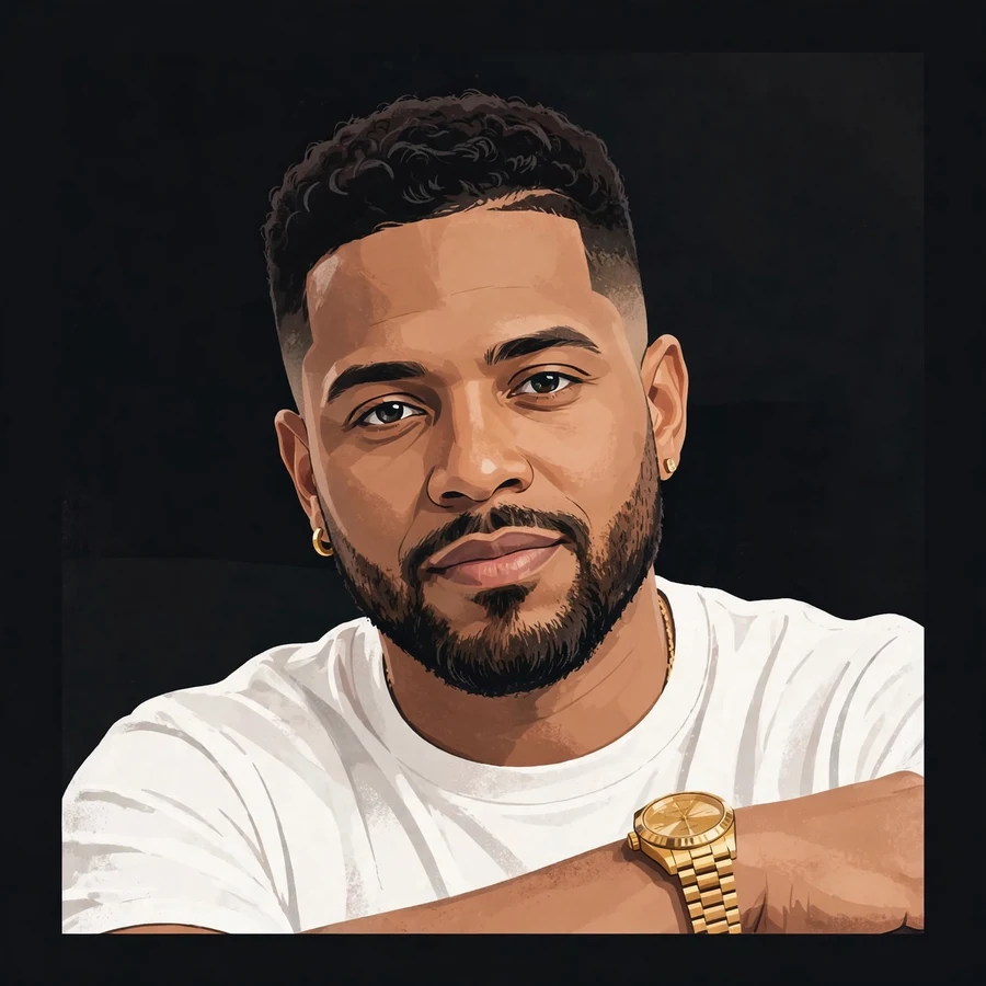 Drake profile pic: original stylized hip-hop artist with fade haircut and gold watch