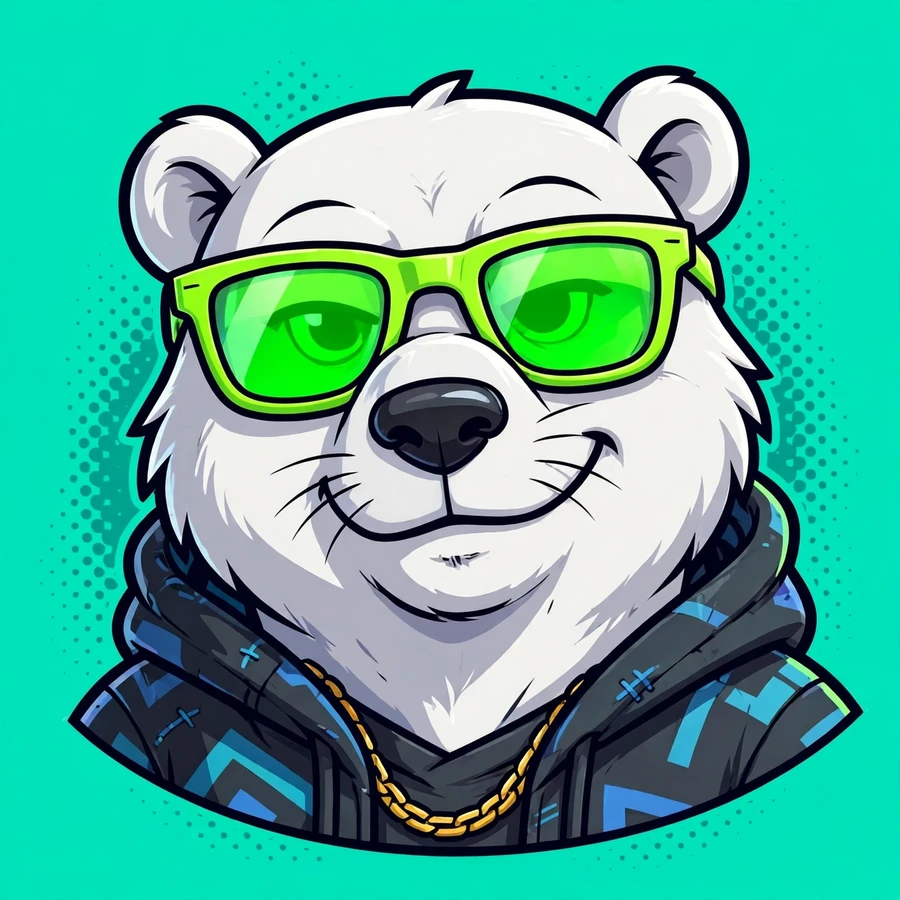 Cool discord pfp: chill polar bear in neon sunglasses