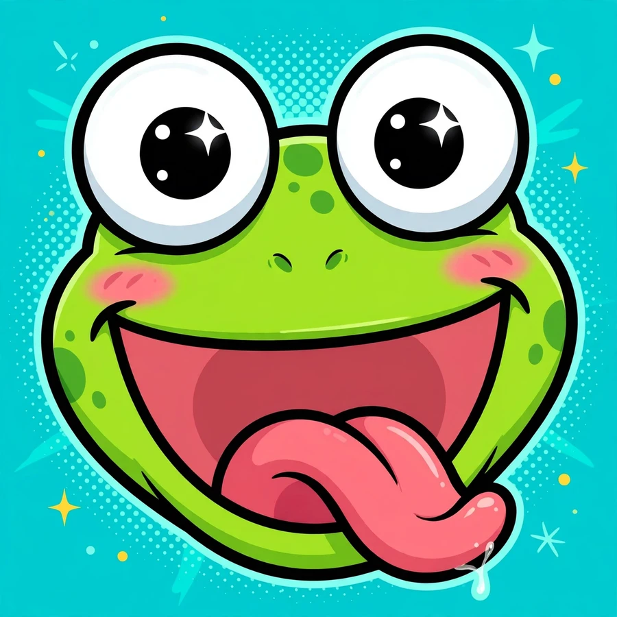 Funny discord pfp: goofy cartoon frog with huge grin and googly eyes