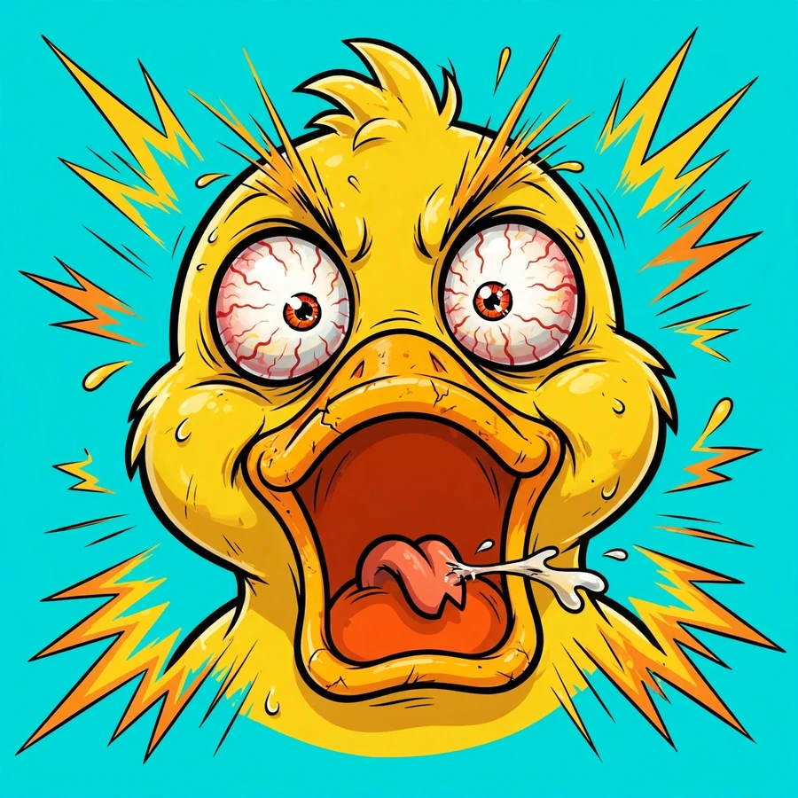 Meme pfp for discord: unhinged screaming rubber duck