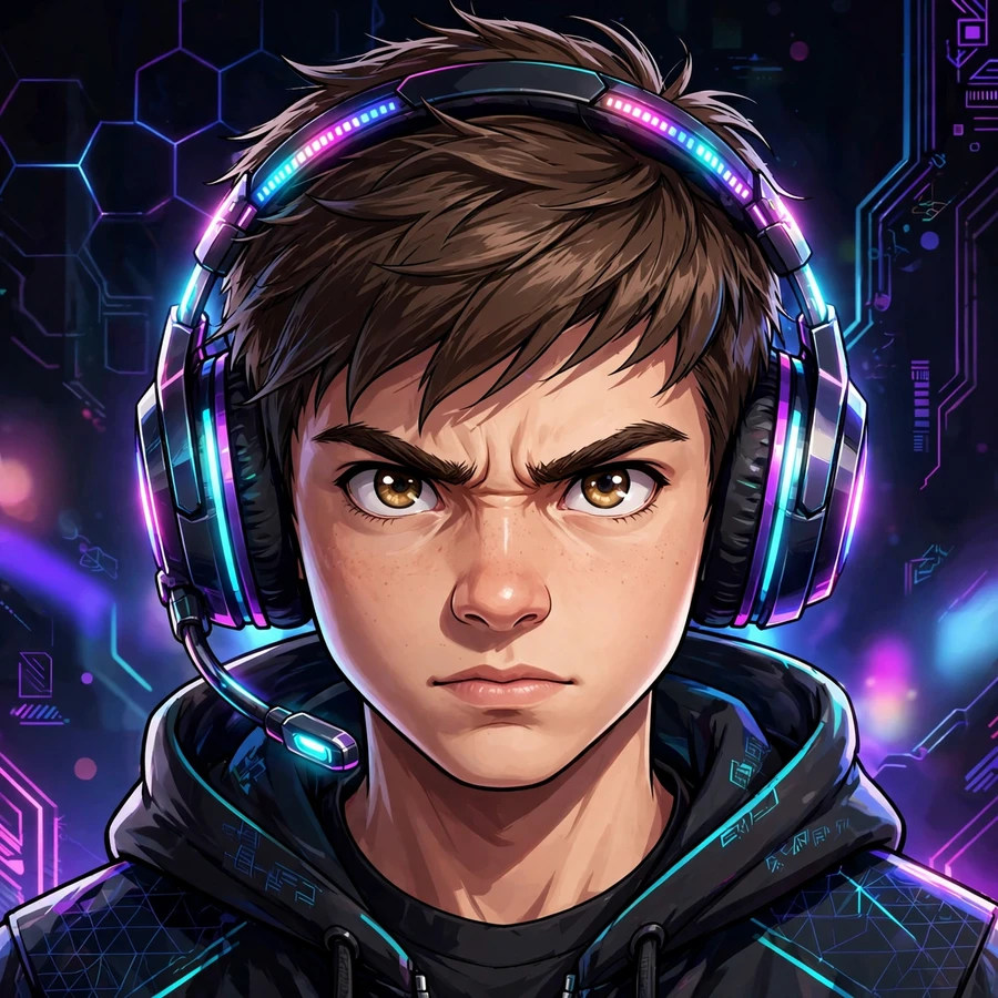 Gaming discord pfp: esports gamer boy with glowing RGB headset