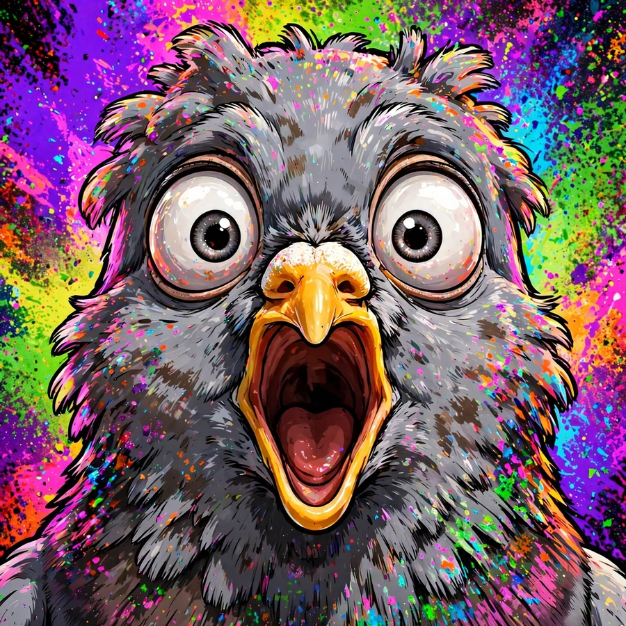 Meme pfp for discord: wide-eyed shocked pigeon mid-gasp
